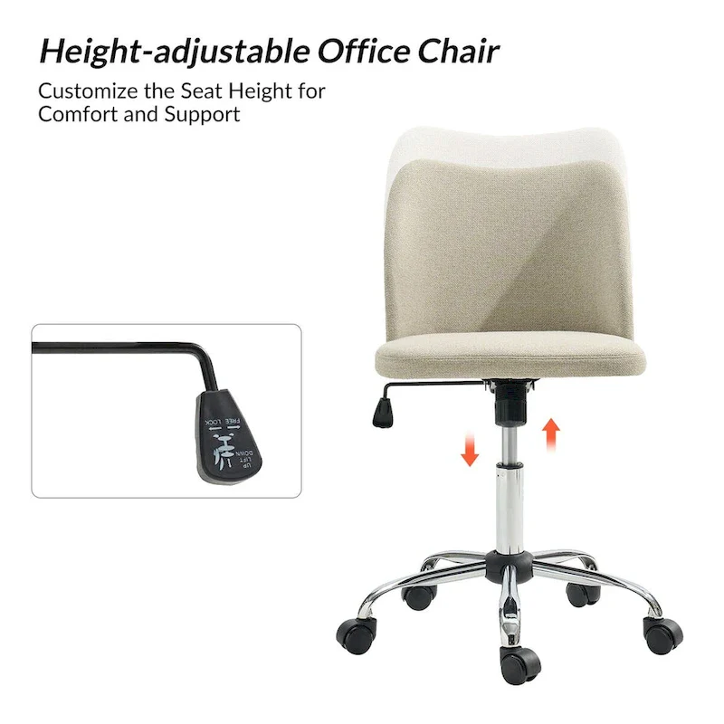 Sergio Modern Armless Office Chair with Mental Leg by HULALA HOME