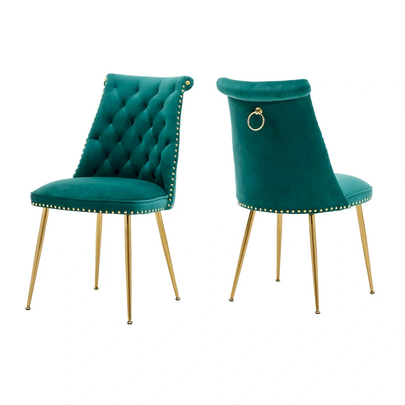 Clihome Modern Velvet Upholstered Featured Dining Chairs (Set of 2)
