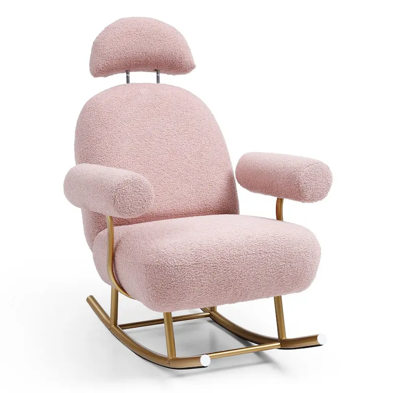 Modern Sherpa Fabric Nursery Rocking Chair