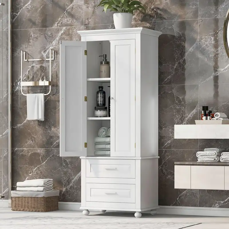 Tall Storage Cabinet with Two Drawers