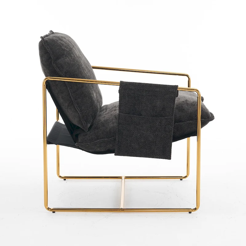 30.7 Arm Chair with Metal Frame and Gold Accents (Set of 2)