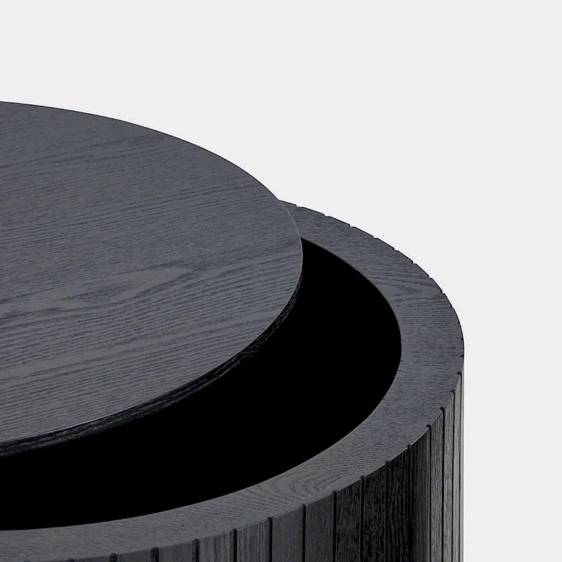 2-Piece Barrel Nested Coffee Table Set, Walnut/Black, Removable Top