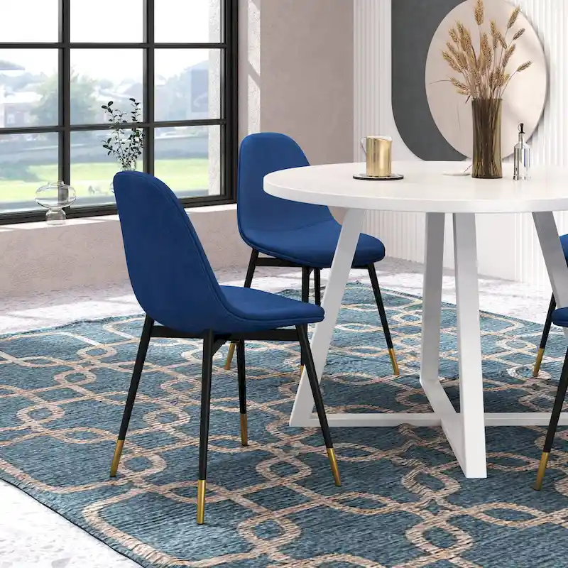 Roundhill Furniture Evatt 5-Piece Round Dining Set, Trestle Round Table with 4 Stylish Chairs