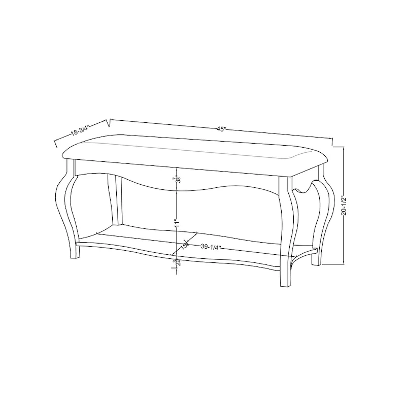 Tobacco Oak Faux Leather Accent Bench, Transitional Style, Seats 1