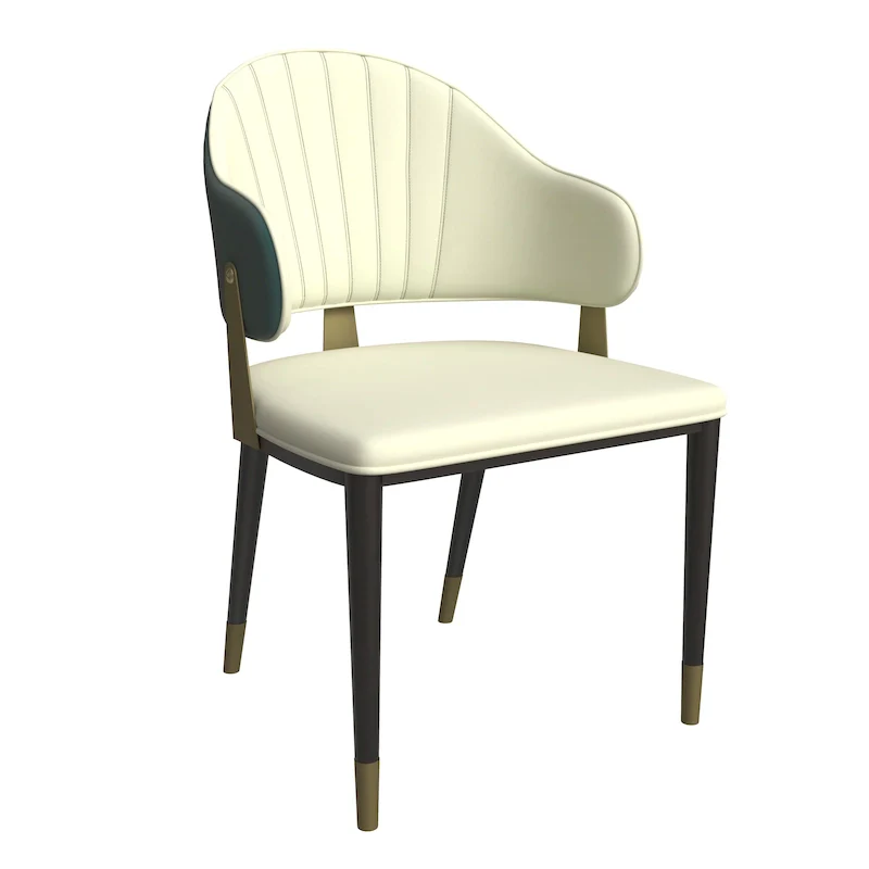 Leather Dining Chair in Iron with Gold Accents Design Modern Ergonomic Side Chair
