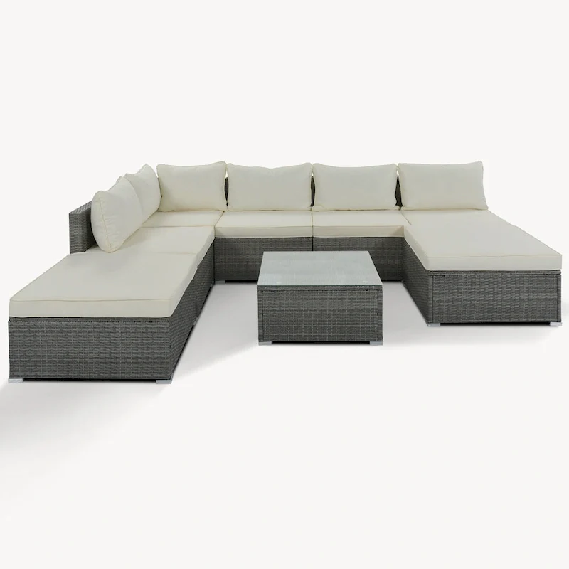 8-Piece Wicker Modular Sectional Sofa Set with Coffee Table