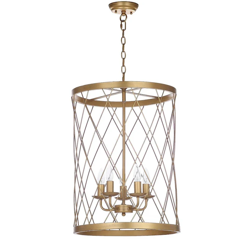 SAFAVIEH Lighting Fatima Adjustable 5-Light Gold Pendant - 18 x18 x29-101  - 18Wx18Dx101H
