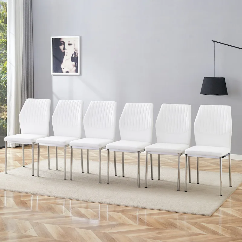 High Resilience Dining Chair with Metal Silver Leg (Set of 6)