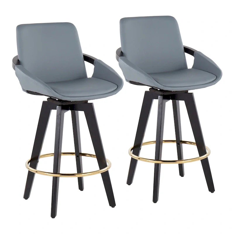 Carson Carrington Pugo Fixed-Height Counter Stool with Black Wood Base (Set of 2)