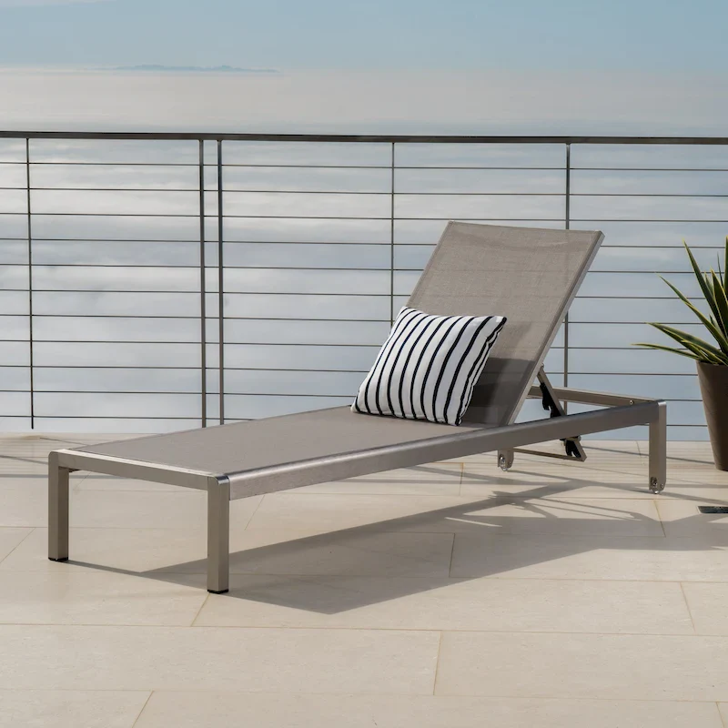 Cape Coral Outdoor Aluminum Adjustable Chaise Lounge by Christopher Knight Home