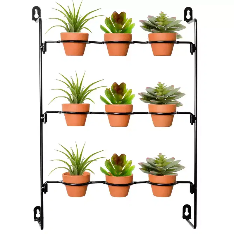 AuldHome Design 2 Mini Clay Pot Hanging Rack; 3x3 Grid Pot Hanger for Plants and Decorative Use