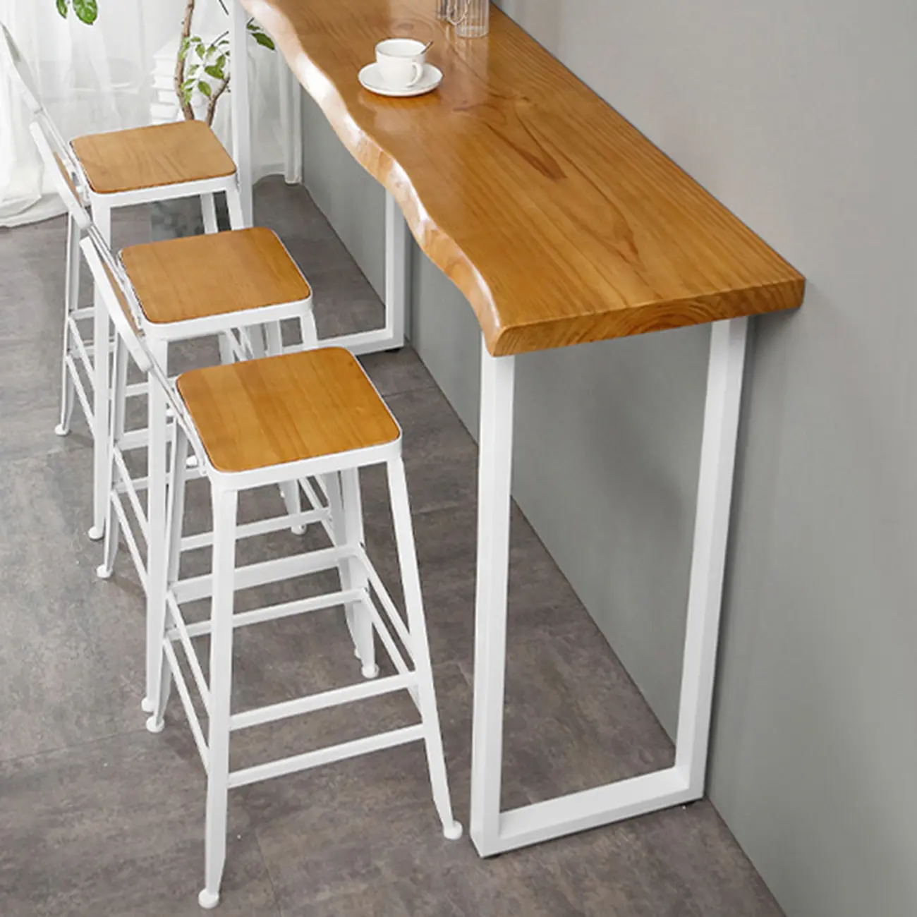 Scandinavian Hardwood Pub Table with Sled Base