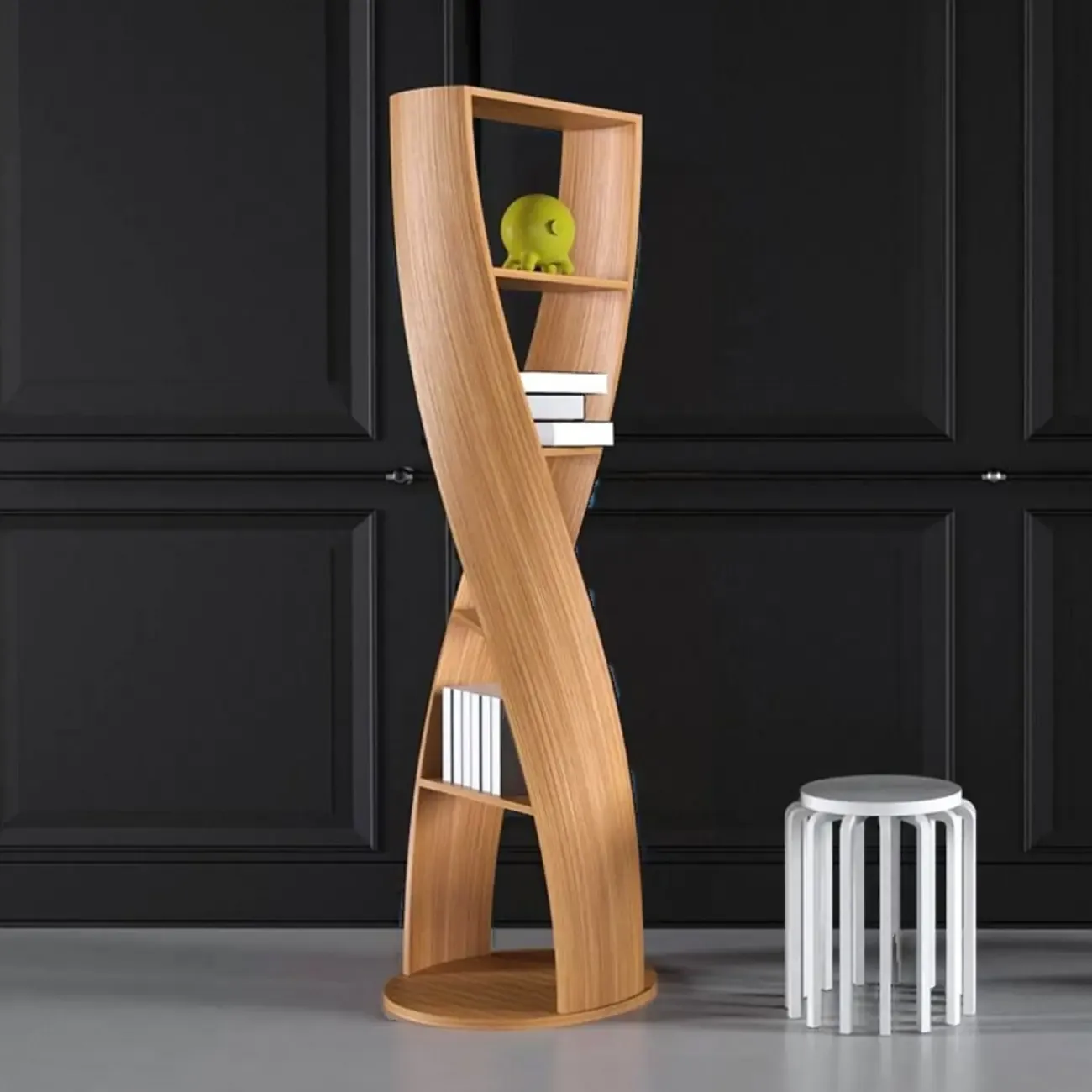 Contemporary Hourglass 5-tier Wooden Vertical Bookcase