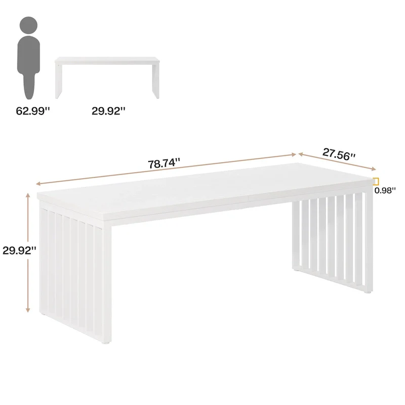 78.74-inch Kitchen Dining Table with Metal Legs