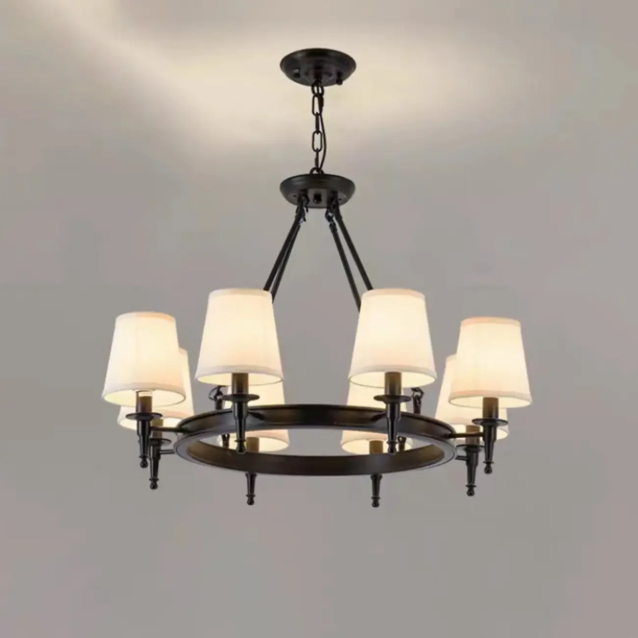 America Country Ring Fabric Lampshade Black Chandelier