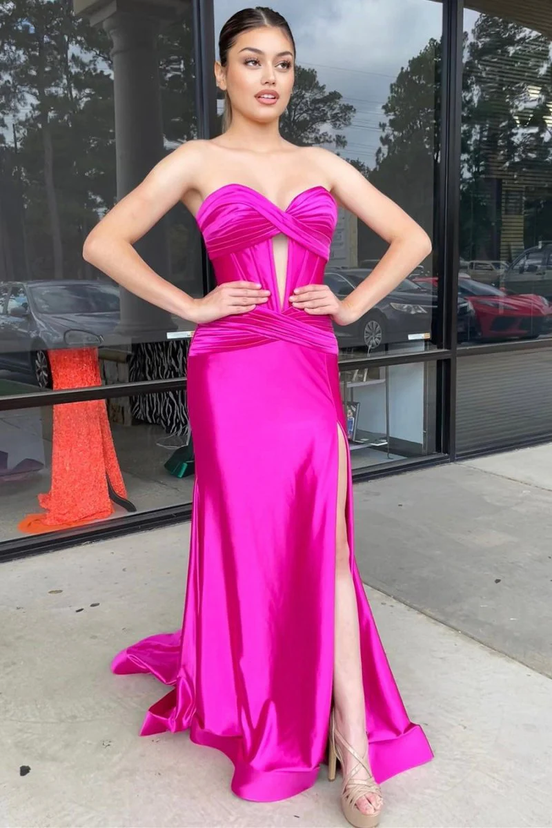 Sweetheart Satin Mermaid Long Prom Dress