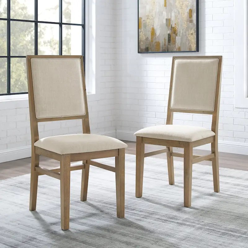Set of 2 Upholstered Dining Chairs with Wood X-Back – Rustic Brown