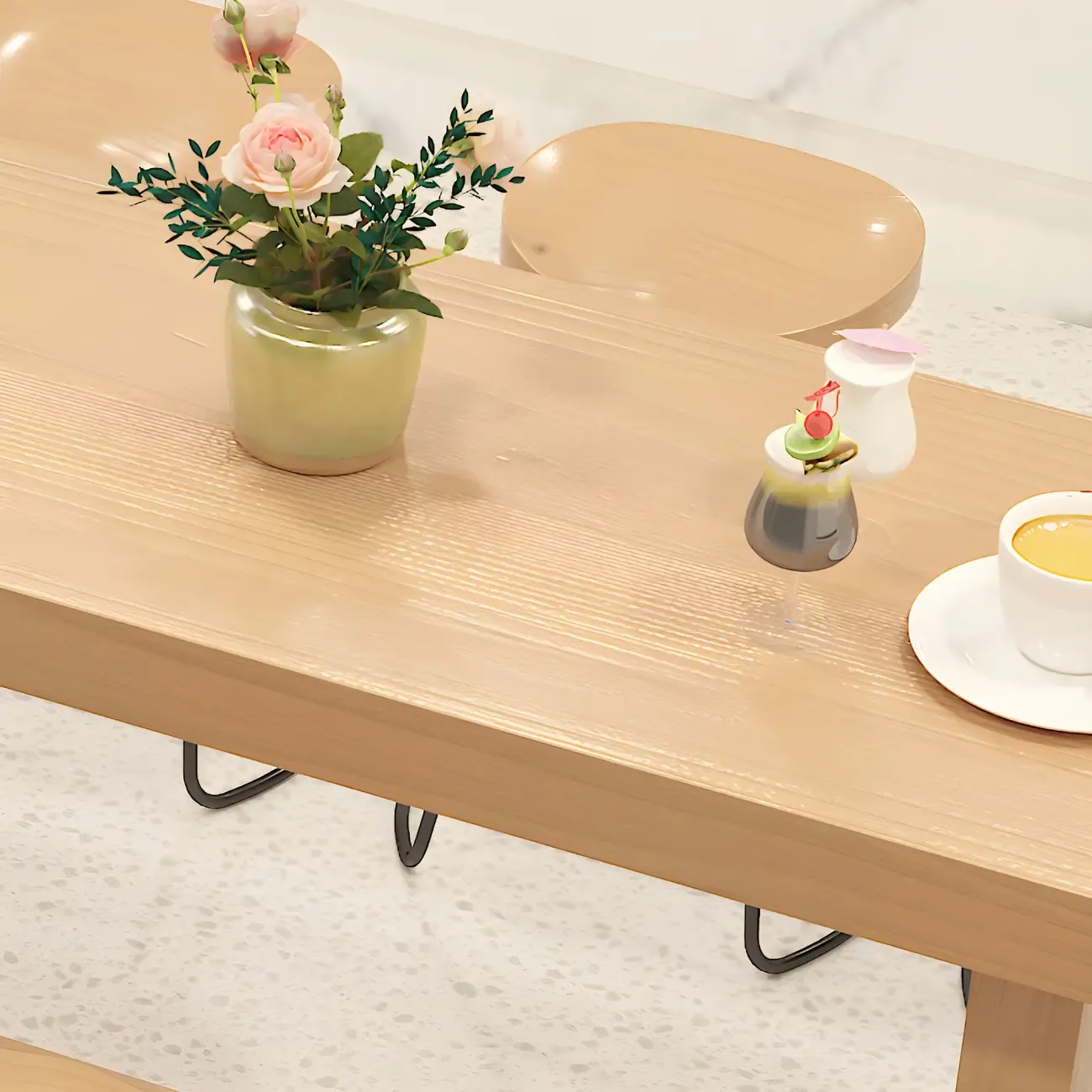 Modern Natural Solid Wood Bar Table with Footrest