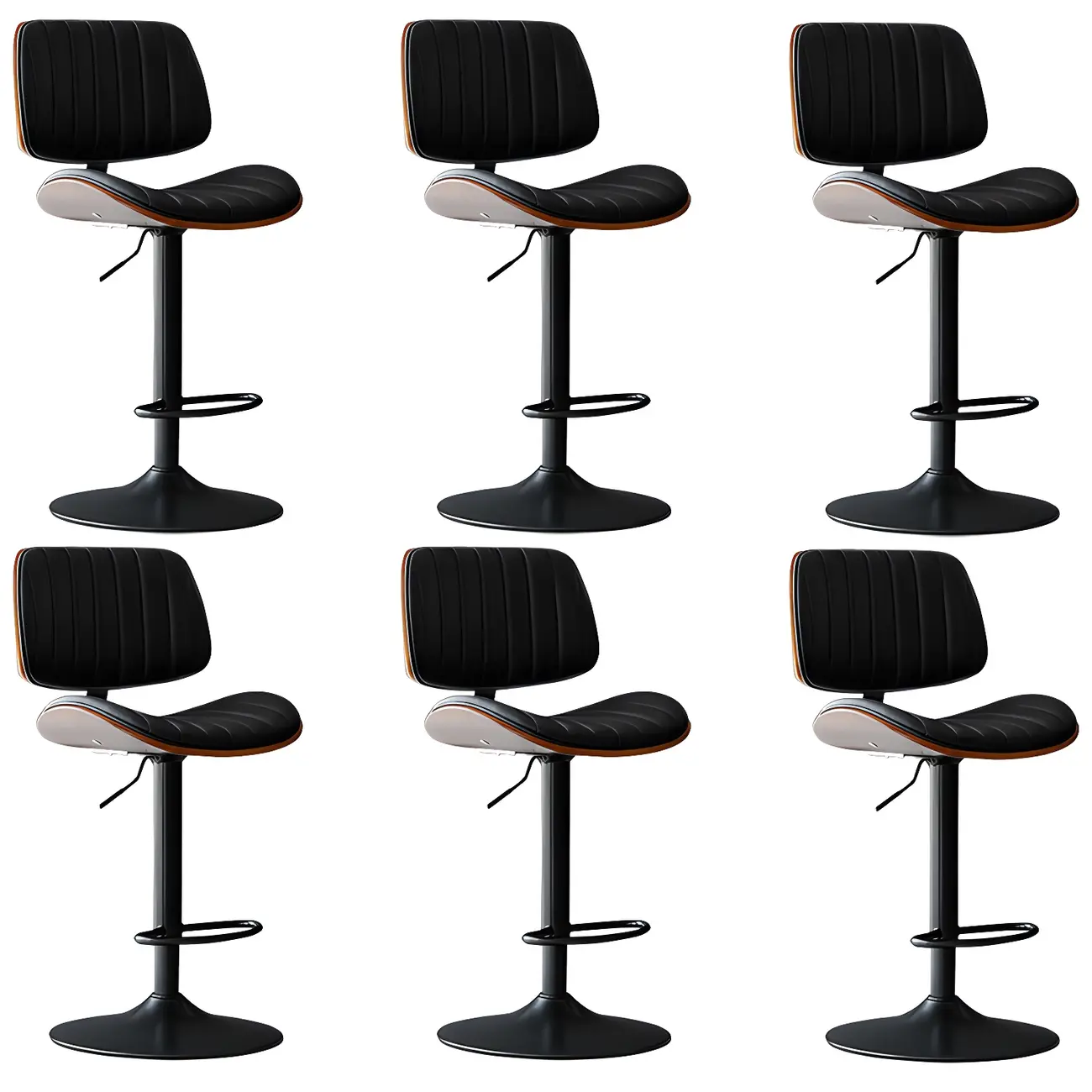 Modern Faux Leather Adjustable Swivel Bar Stools