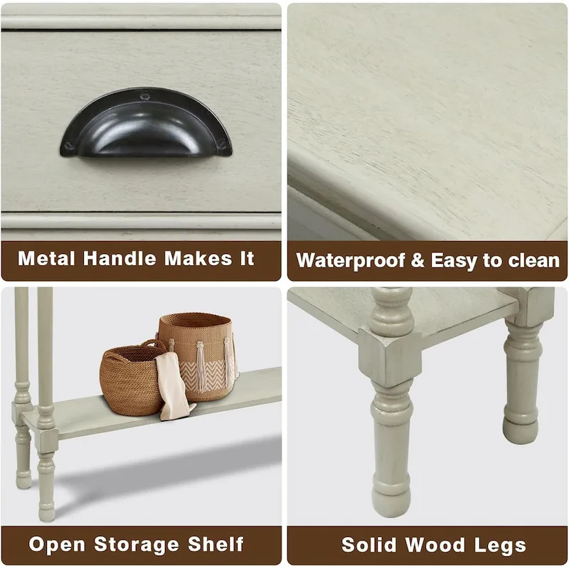 Wood 3-drawer Console Hallway Table