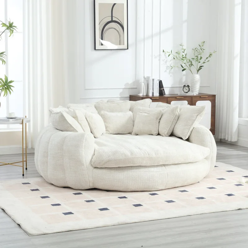 Orange / Beige / Emerald / Grey Chenille Floor Sofa Bed with Armrests, 1–2 Person
