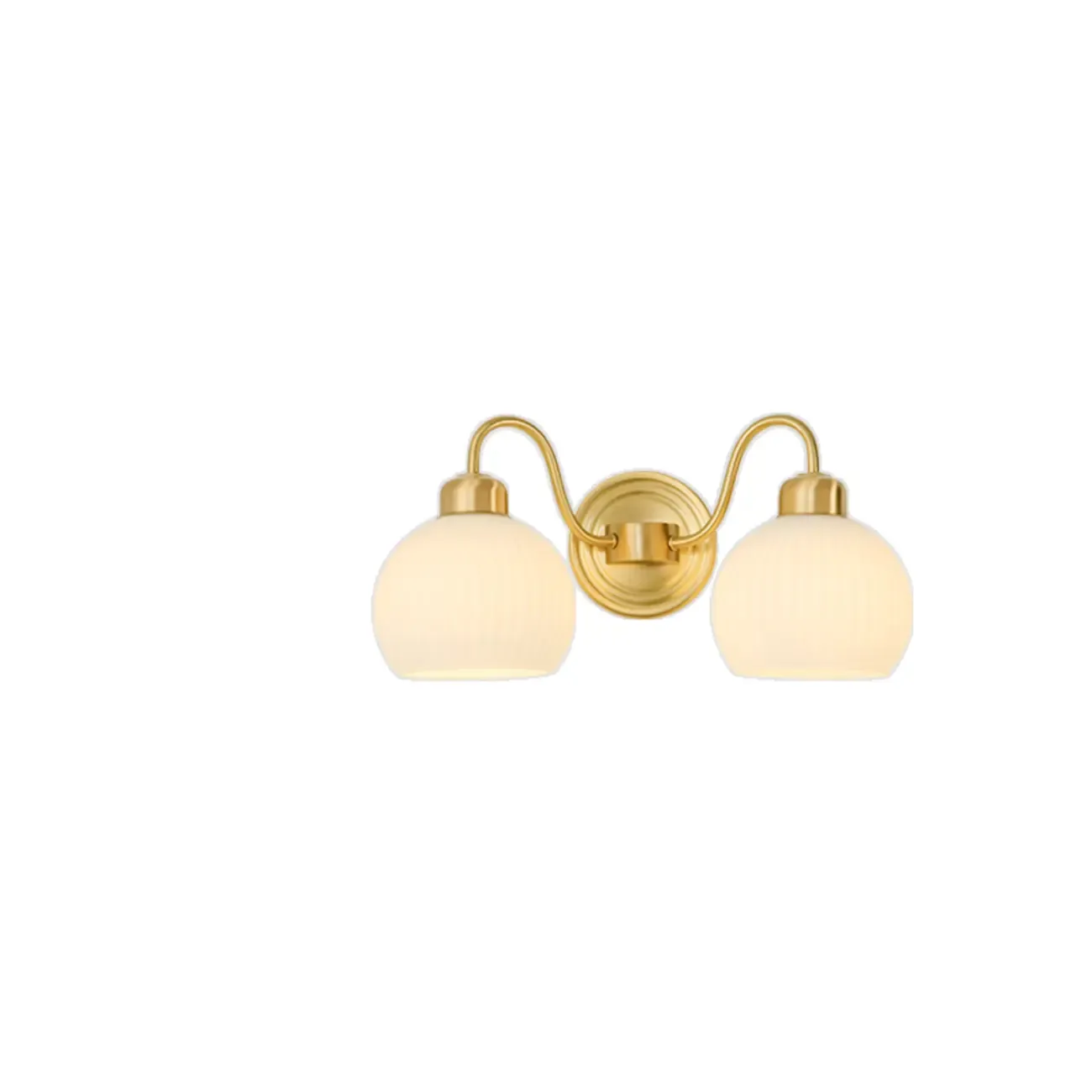 Modern Dual White Glass Dome Brass Wall Lamp