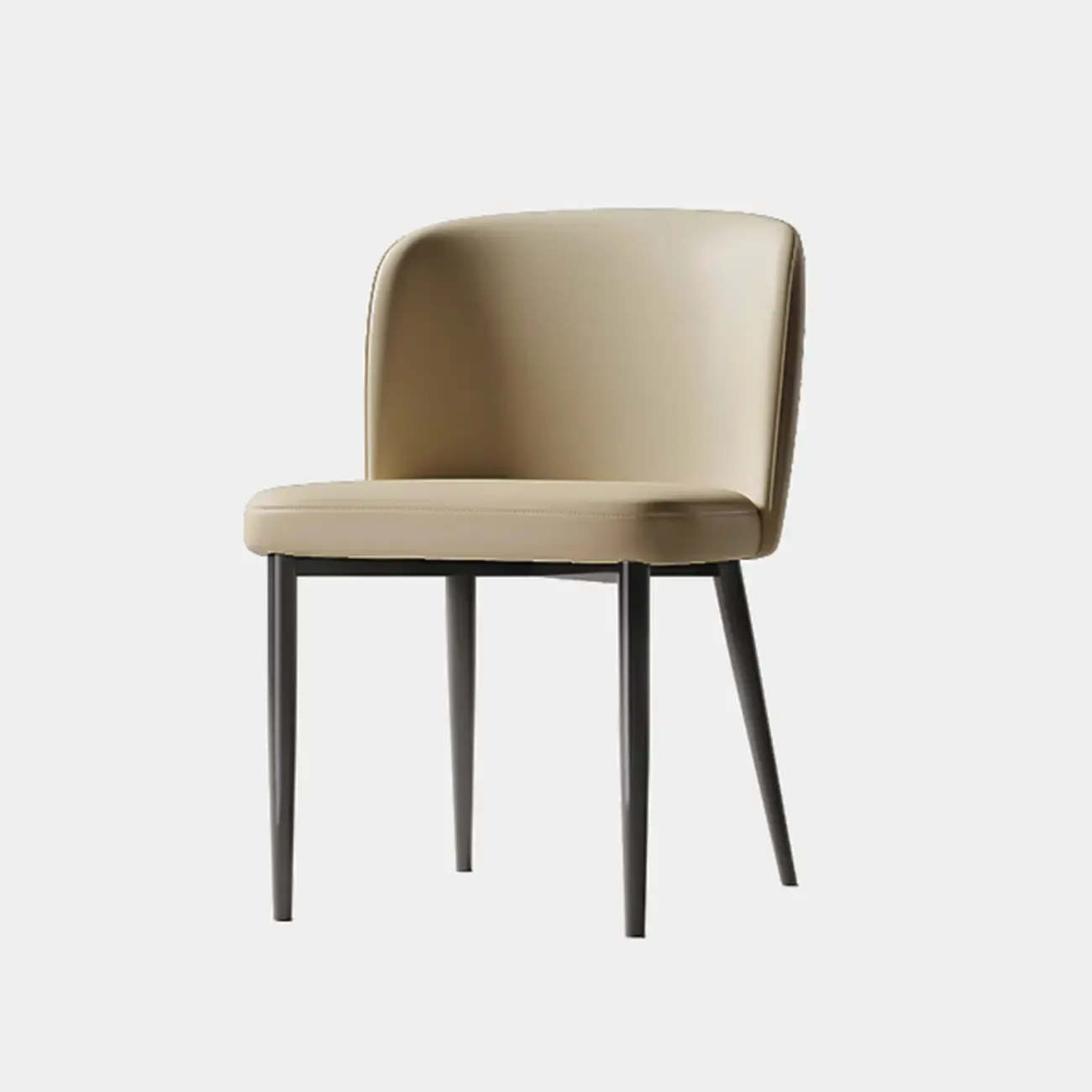 Modern Armless Leather Dining Chair with Black Alloy Legs