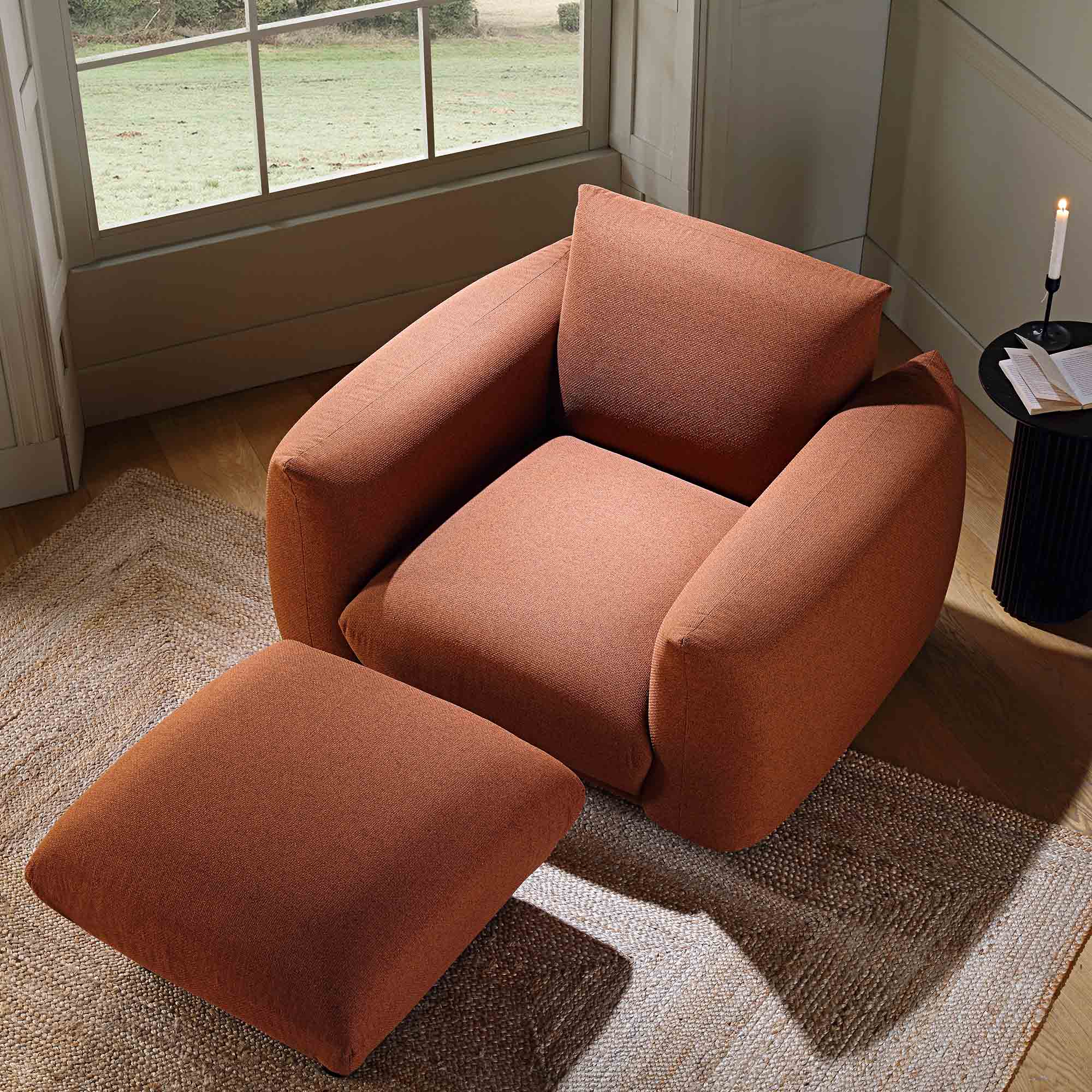 Armchair, Terracotta Fabric