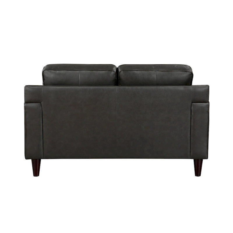 Richie 60 Inch Loveseat, Gray Top Grain and Faux Leather, Solid Wood