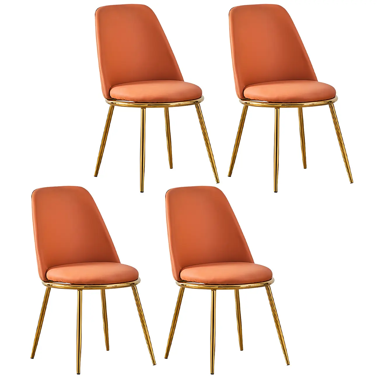 Glam Scandinavian Leather Armless Dining Chairs Metal Frame