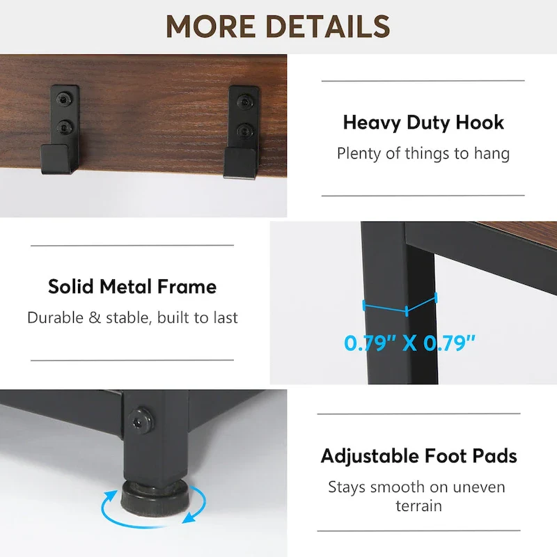 Entryway Coat Rack Shoe Bench Set, Industrial Hall Tree Coat Shoe Rack