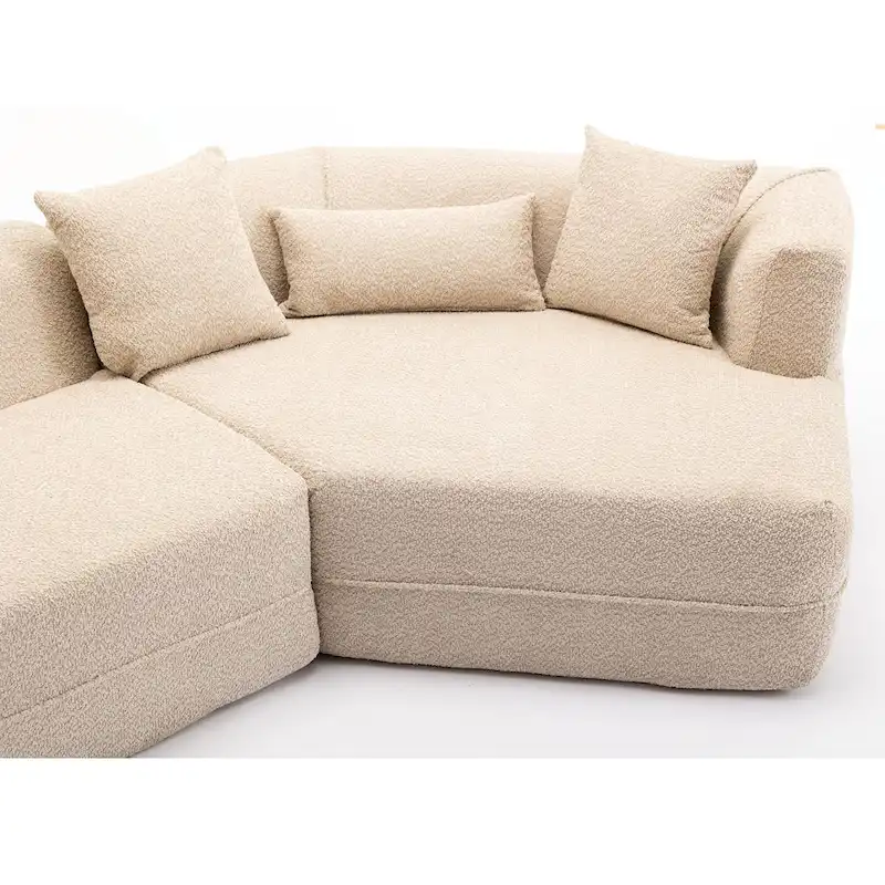 Boucle Modular Sleeper Sectional Sofa with Free Combination