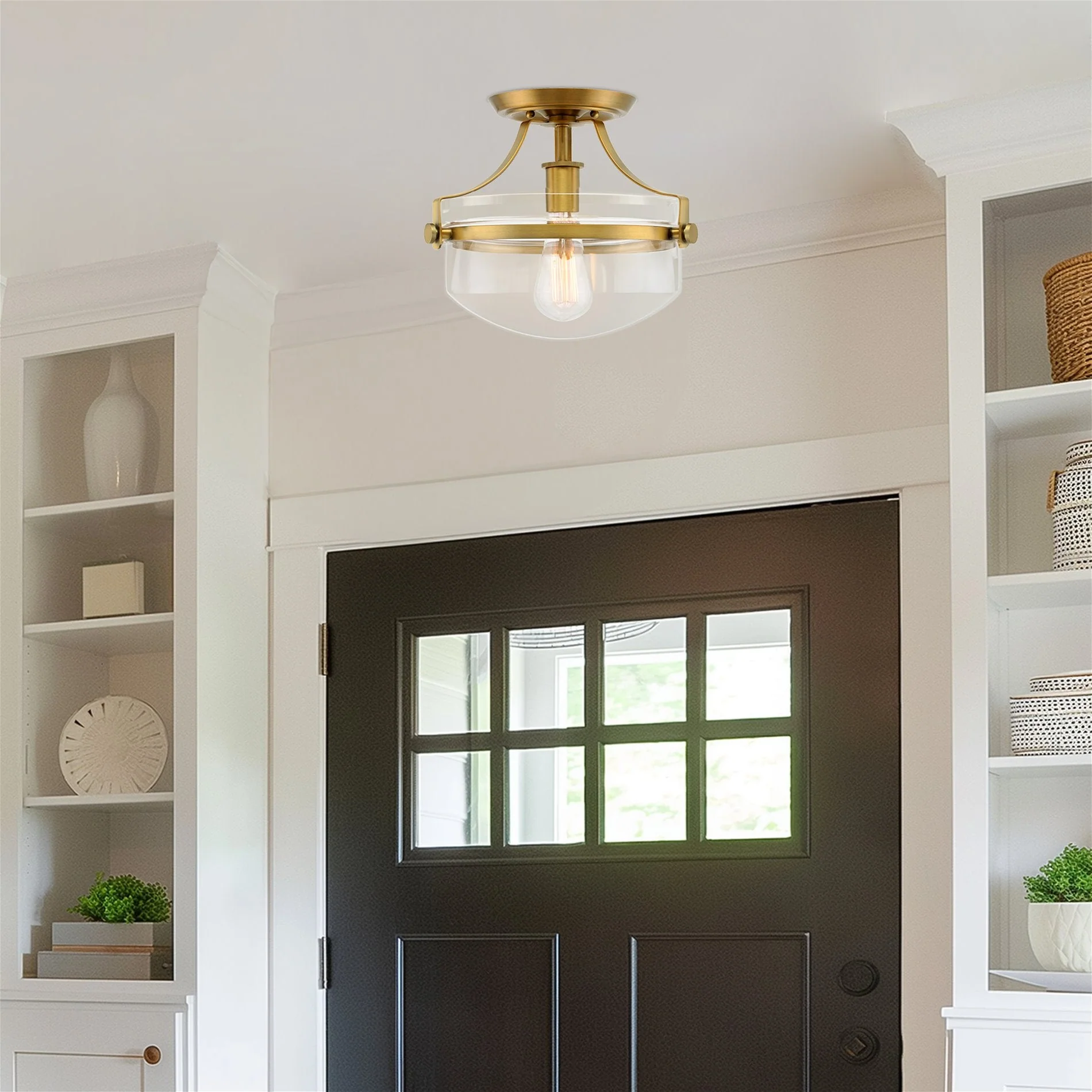 Zurich 12 Rustic Farmhouse Semi-Flush Mount Ceiling Light