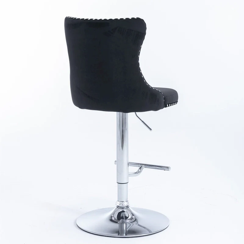 Swivel Velvet Barstools Adjusatble Seat Height from 25-33 Inch,Upholstered Chrome base Bar Stools with Backs,Set of 2