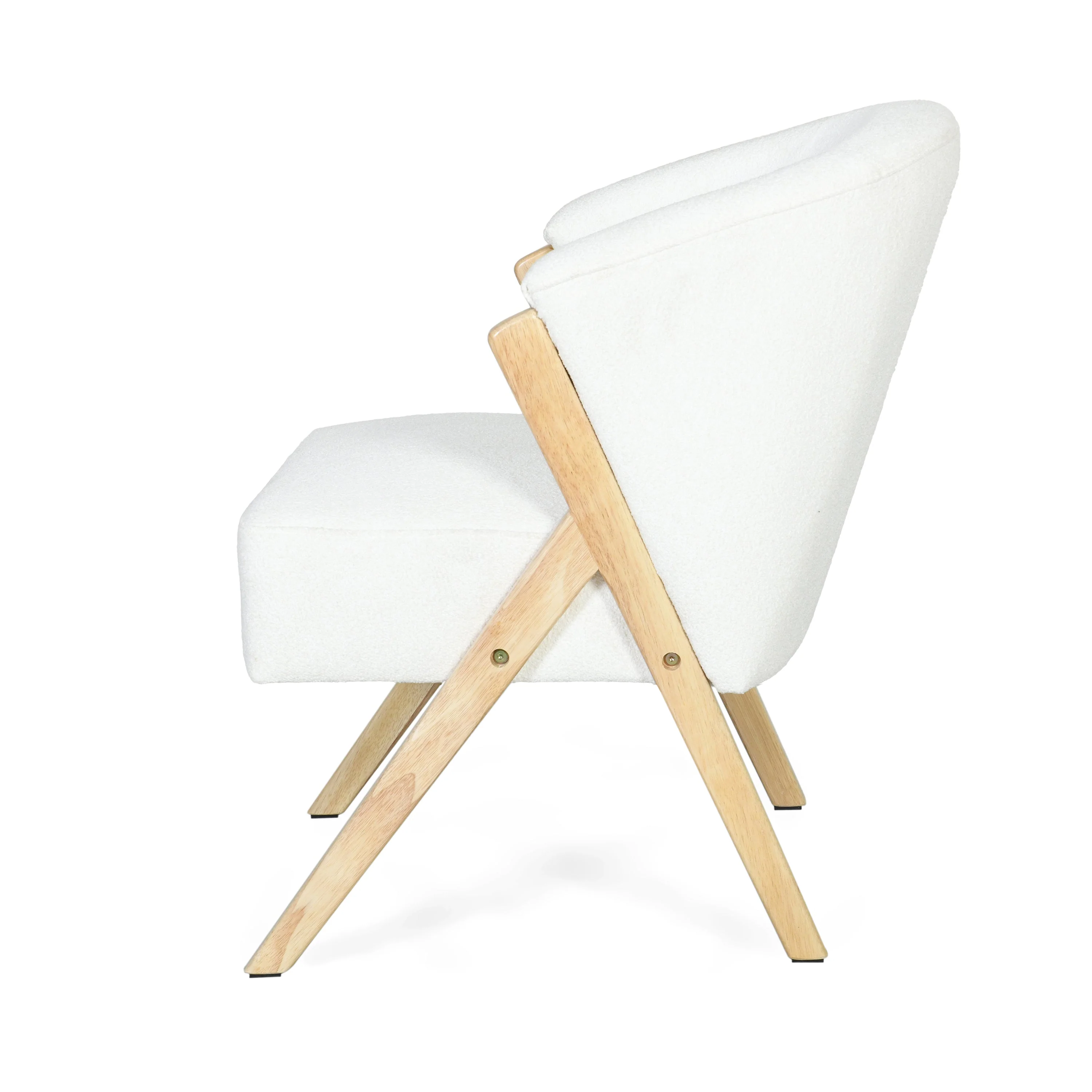 Modern Upholstery Accent Chair with Solid Wood Frame, White