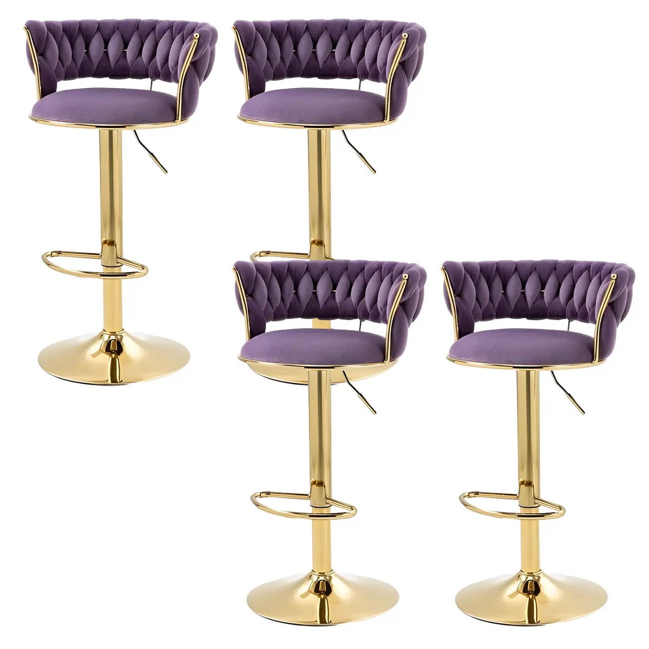 Gold Base Low Back Adjustable Swivel Bar Stool