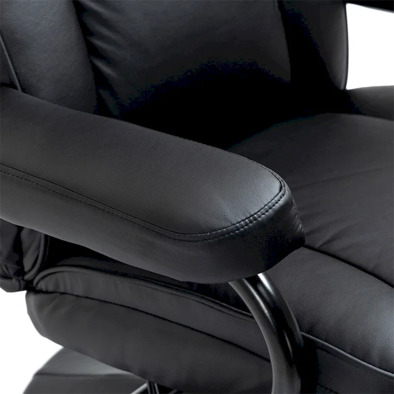 Leather Swivel Recliner with Ottoman Footrest and Armrests