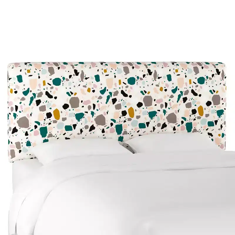 Skyline Furniture Olivia Upholstered Headboard Terrazzo Emerald Ochre