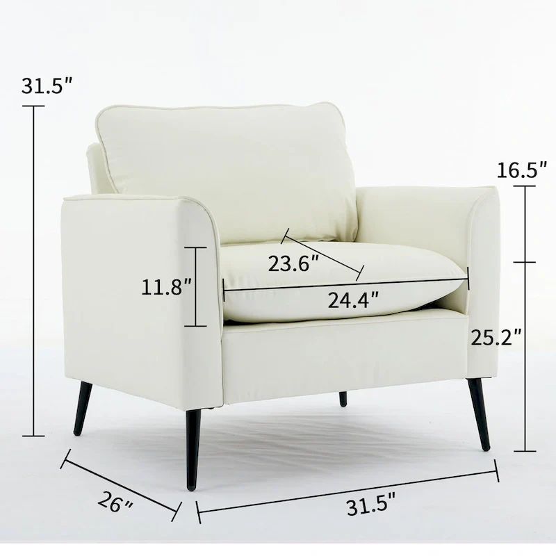 Cat paw leather upholstered sofa 1PC Cream White