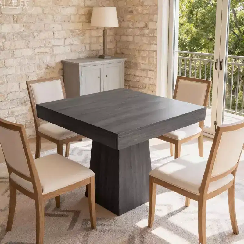 31.5-inch Square Four-person Dining Table, Modern Style, Wooden Base, Suitable for Dining Rooms, Living Rooms and Apartments