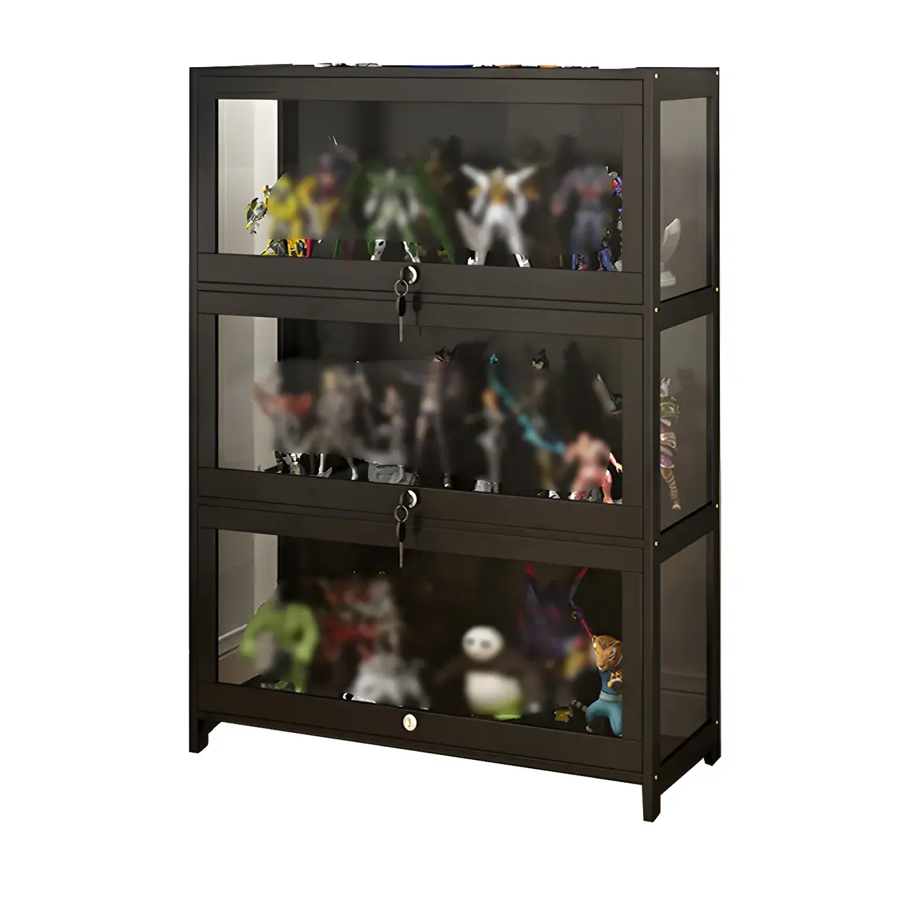 Living Room Modern Black Glass Figurine Display Cabinet