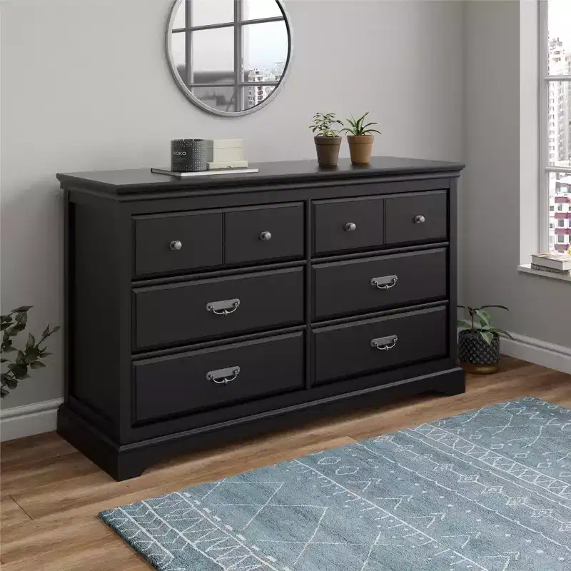 GDFStudio Wyatt 6-Drawer Modern Bedroom Dresser with Metal Slides