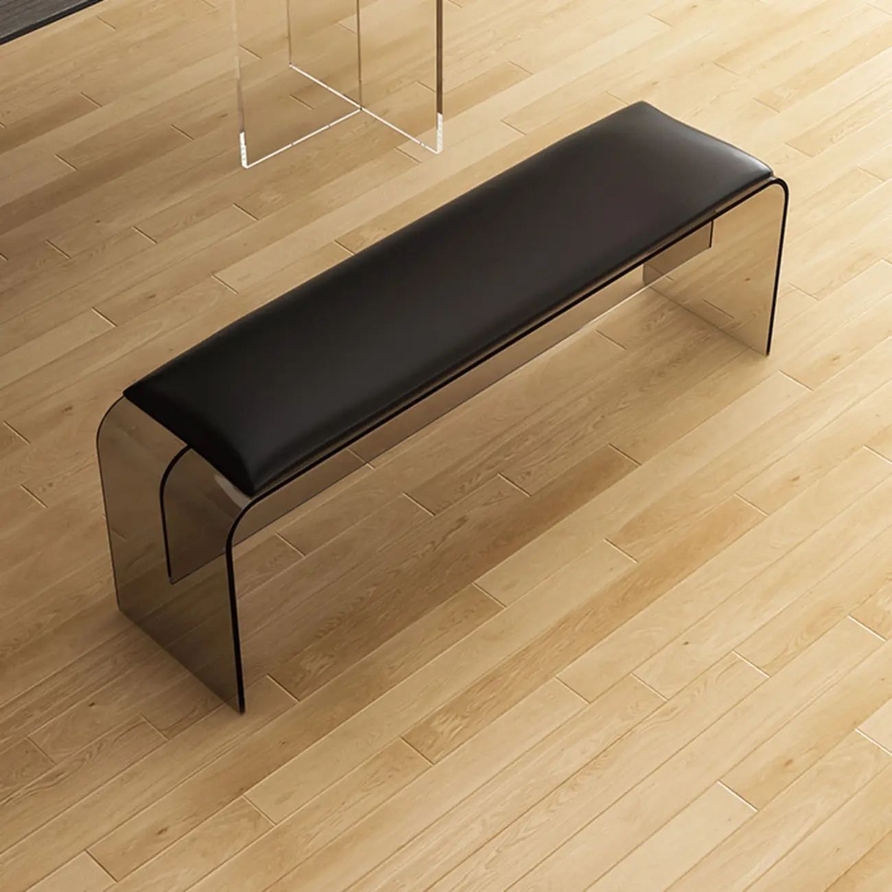 Acrylic Black Upholstered Bedroom Bench