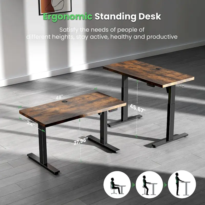 SIAGO 48 x 24 Inch Computer Desk Height Adjustable Electric Sit Stand Up Desk