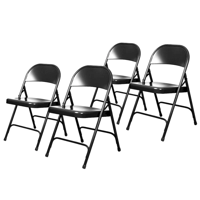 Hampden Furnishings Bernadine Collection Metal Round-Backed Folding Chair, Pack of 4