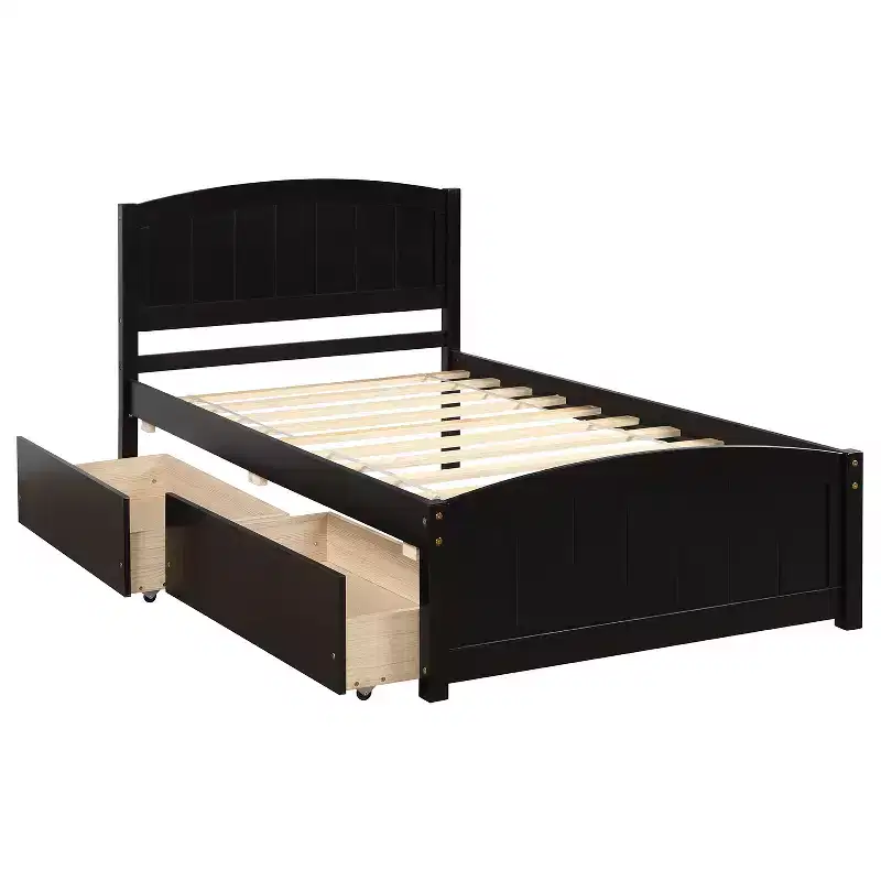 Twin size Platform Bed with Two Drawers-ModernLuxe