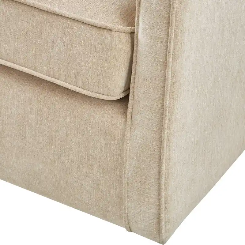 Cream Chenille Swivel Lounge Chair, Set of 2