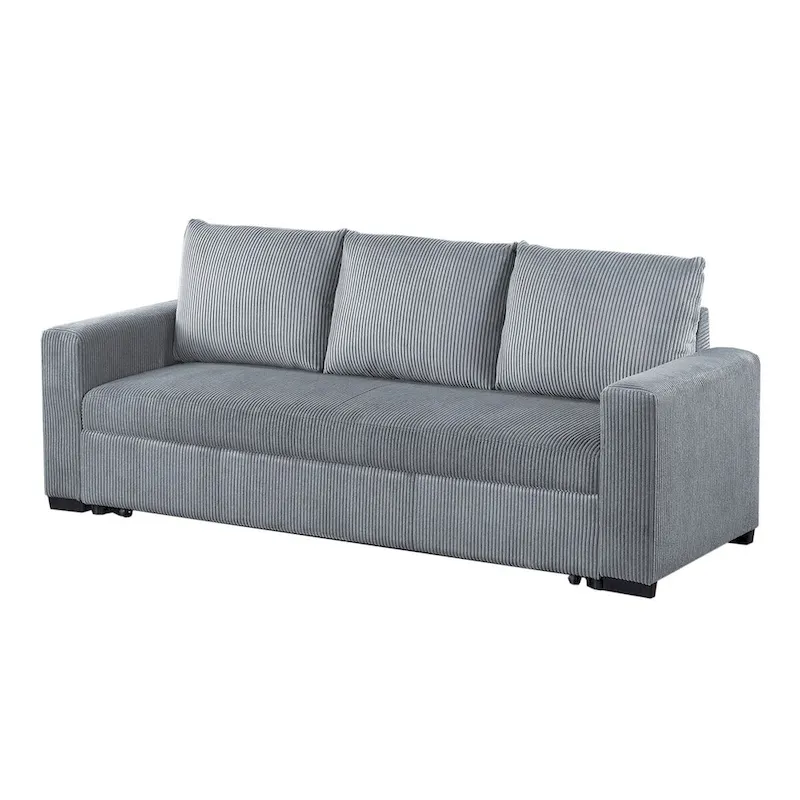 Corduroy Upholstered Convertible Sofa with Cushion Back