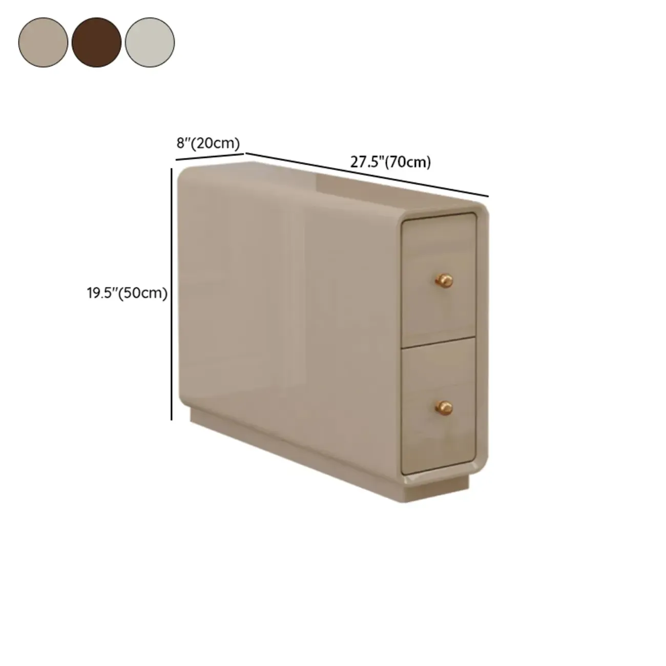 Narrow Rectangle Walnut Wood Side Table with Drawers