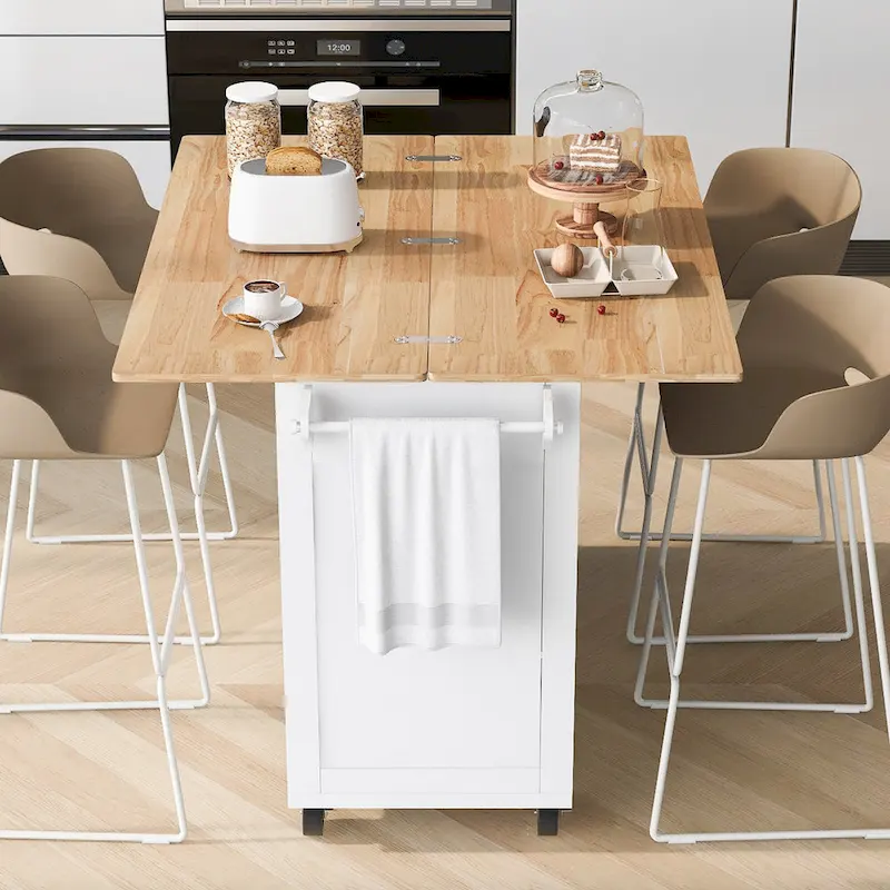 Kitchen Island With Foldable Counter Top(no include stool)